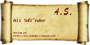 Ali Sándor névjegykártya